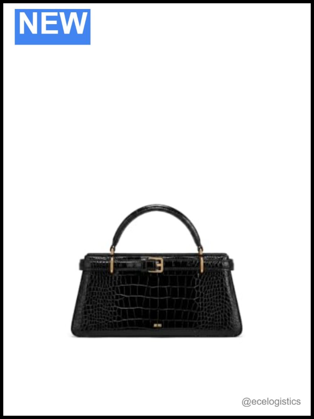 Croc-Embossed Vegan Leather Top Handle Bag Crossbody w/ Chain, Fits iPhone 17
